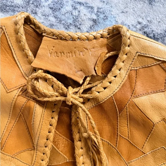 Vintage 1970s PATCHWORK LEATHER Artisan Made / Festival / Boho Style - Picture 4 of 16